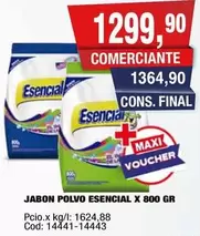 Esencial - JABON POLVO ESENCIAL X 800 GR