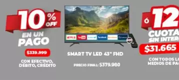 Off - SMART TV LED 43" FHD