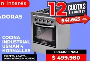 COCINA INDUSTRIAL USMAN 4 HORNALLAS