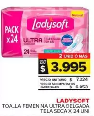 Ladysoft - Toalla Femenina Ultra Delgada Tela Seca