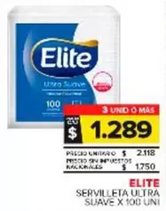 Elite - SERVILLETA ULTRA SUAVE X 100 UNI