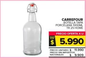 Carrefour - Botella Tapa Porcelana Home 