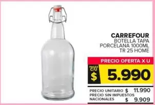 Carrefour - Botella Tapa Porcelana Home 