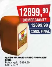 Marolio - QUESO MAROLIO SARDO "PORCION" X KG.