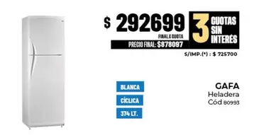 Gafa - Heladera Cód 80993
