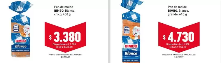 Bimbo - molde, Blanco