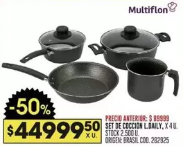 Multiflon - SET DE COCCION L.DAILY, X 4 U.