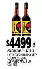 Tres Plumas - CAFE/ COGNAC x 750 CC