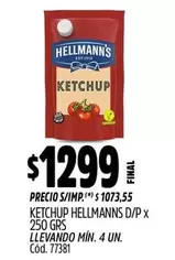 Hellmann's - KETCHUP CON TOMATE SACHET x 60 GRS