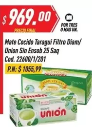 Taraguí - Mate Cocido Taragui Filtro Diam/ Union Sin Ensob 25 Saq Cod. 22600/1/201