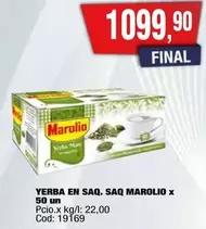 Marolio - YERBA EN SAQ. SAQ  X 50 un
