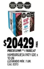 Paty - HAMBURGUESA GDE x 10 UN