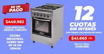 Paco - COCINA INDUSTRIAL ACERO WIN UP 55 CM