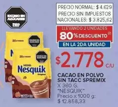 Nesquik - CACAO EN POLVO SIN TACC SPREMIX