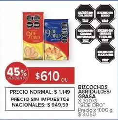 9 de oro - BIZCOCHOS AGRIDULCES/GRASA