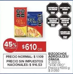 9 de oro - BIZCOCHOS AGRIDULCES/ GRASA