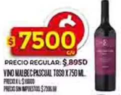 Malbec - MALBEC PASCUAL TOSO X 750 ML