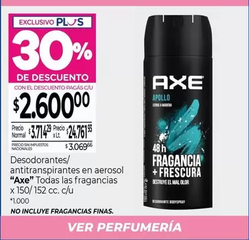 Axe - Desodorantes/ antitranspirantes en aerosol Todas las fragancias x 150/152 cc. c/u