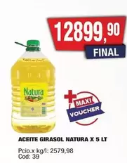 Natura - ACEITE GIRASOL X 5 LT