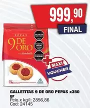 9 de oro - GALLETITAS PEPAS x350