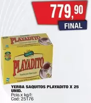 Playadito - YERBA SAQUITOS PLAYADITO X 25