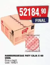 Paty - HAMBURGUESAS CAJA X 60