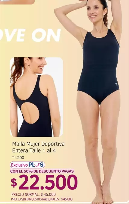 Malla Mujer Deportiva Entera Talle 1 al 4