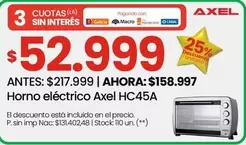 Axel - Horno eléctrico HC45A