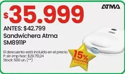 Atma - Sandwichera SM8911P