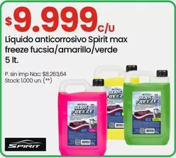 Líquido anticorrosivo Spirit max freeze fucsia/amarillo/verde