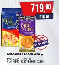 9 de oro - BIZCOCHOS  x200 gr