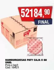 Paty - HAMBURGUESAS CAJA X 60