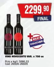 X$ - NOVECENTO VAR. x 750 cc