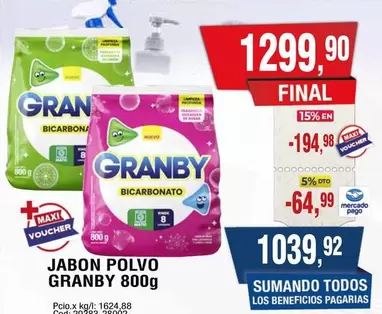 Granby - JABON POLVO GRANBY 800g