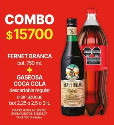 Coca cola - FERNET BRANCA + GASEOSA COCA COLA