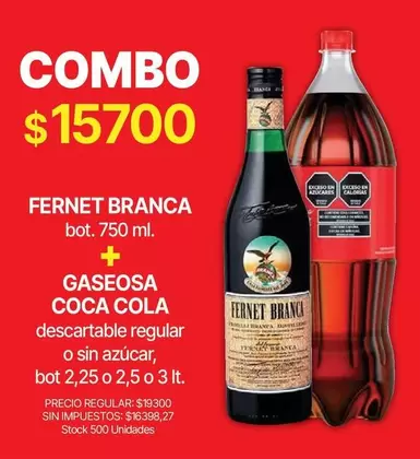 Coca cola - Fernet Branca + Gaseosa Coca Cola