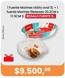 Marinex - Fuente vidrio oval + fuente fileteado