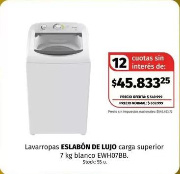 Eslabon de lujo - Lavarropas carga superior