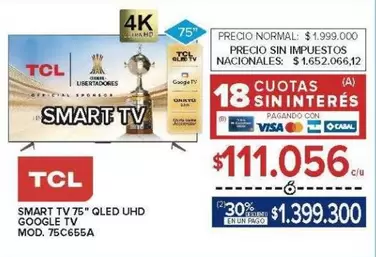 TCL - SMART TV 75" QLED UHD GOOGLE TV