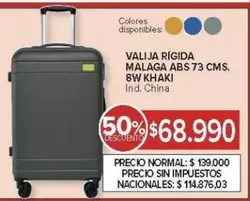 VALIJA RÍGIDA MALAGA ABS 73 CMS. 8W KHAKI