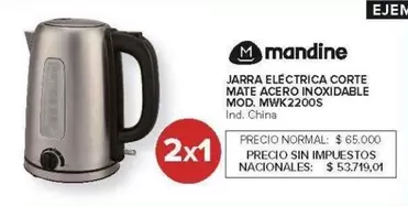 Mandine - JARRA ELECTRICA CORTE MATE ACERO INOXIDABLE MOD. MWK2200S