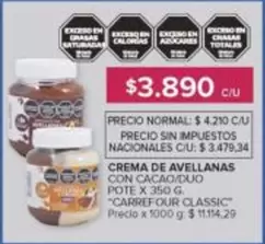 Carrefour - CREMA DE AVELLANAS CON CACAO/DUO