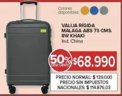 VALIJA RÍGIDA MALAGA ABS 73 CMS. 8W KHAKI