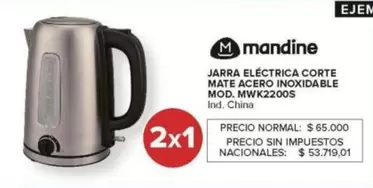 Mandine - JARRA ELÉCTRICA CORTE MATE ACERO INOXIDABLE MOD. MWK22005