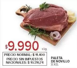 X$ - PALETA DE NOVILLO