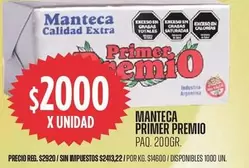 X$ - MANTECA PRIMER PREMIO