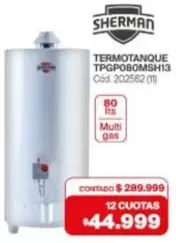 sherman - TERMOTANQUE TPGPOBOMSH13