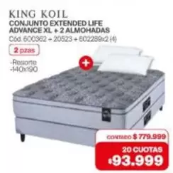 King Koil - CONJUNTO EXTENDED LIFE ADVANCE XL +2 ALMOHADAS