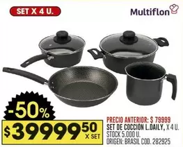Multiflon - SET DE COCCION L.DAILY, X 4 U.