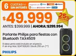 Philips - Parlante para fiestas con Bluetooth TAX4509